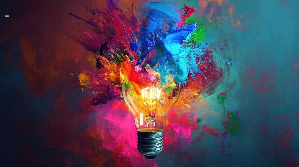Idée lumineuse : fusion de couleurs, créativité et intuition féminine en pleine éclosion.